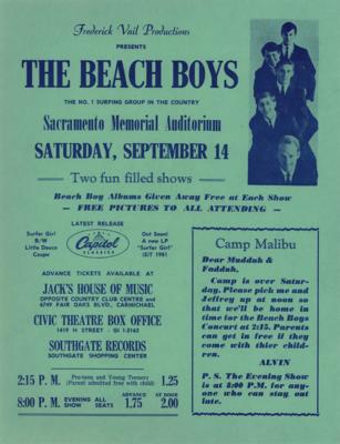 Lot #633 Beach Boys 1963 Sacramento Handbill - Image 1