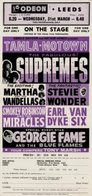 Lot #706 Motown: Stevie Wonder and the Supremes 1965 Odeon (Leeds) Handbill - Image 1