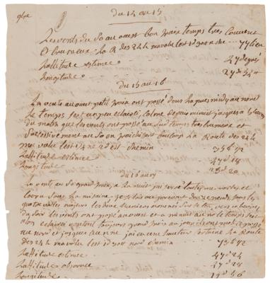 Lot #266 Jean-Francois de Galaupe, comte de Laperouse Handwritten Ship's Log - Image 1