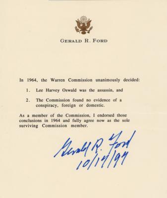 Lot #98 Gerald Ford Signed Souvenir Typescript on JFK Assassination - Image 1