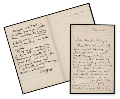 Lot #551 Edgar Degas (2) Autograph Letters (One Signed) to His Art Dealer on Paintings and Drawings - Image 1