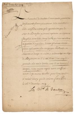 Lot #483 Sebastian Le Prestre, Marquis of Vauban Document Signed - Image 1