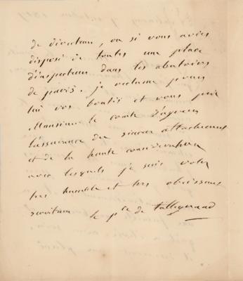 Lot #446 Charles Maurice de Talleyrand Autograph Letter Signed - Image 2