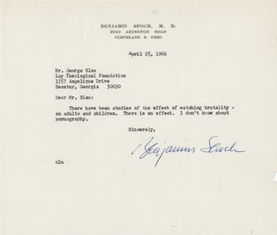 Lot #435 Benjamin Spock Typed Letter Signed