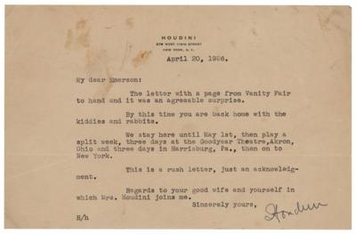 Lot #714 Harry Houdini Typed Letter Signed