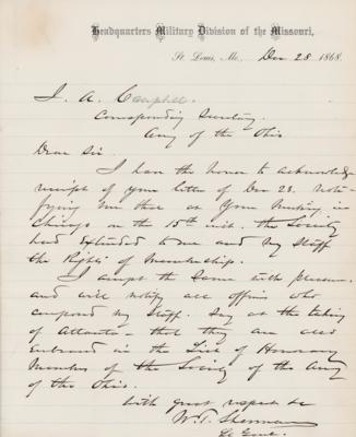 Lot #477 William T. Sherman Autograph Letter Signed, Referring to "the taking of Atlanta" - Image 1