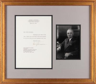 Lot #194 Harry S. Truman Typed Letter Signed