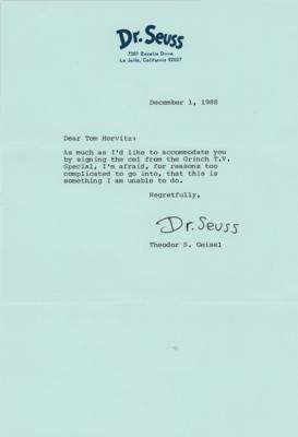 Lot #610 Dr. Seuss Typed Letter Signed - Image 1
