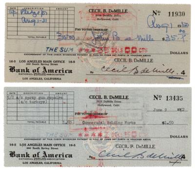Lot #743 Cecil B. DeMille (2) Signed Checks - Image 1