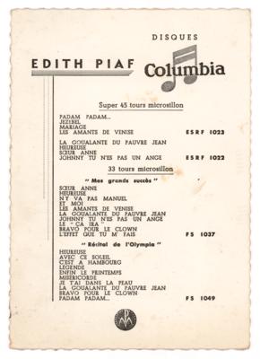 Lot #626 Edith Piaf Signed Photograph - Image 2
