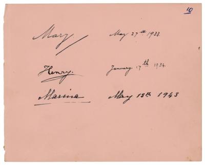 Lot #417 Princess Mary, Prince Henry, and Princess Marina Signatures - Image 1