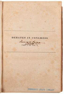 Lot #14 James K. Polk Signed Book - Debates in Congress - Image 4