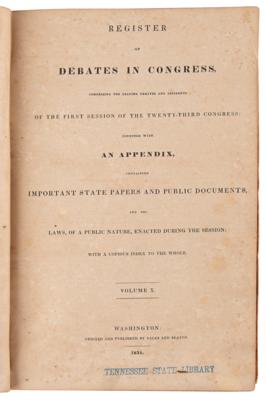 Lot #14 James K. Polk Signed Book - Debates in Congress - Image 5