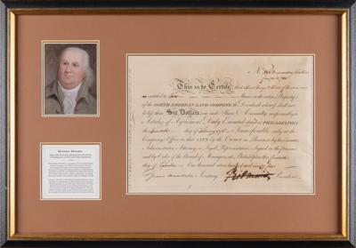 Lot #218 Robert Morris Signed Stock Certificate for the North American Land Company - Image 1