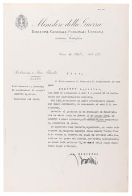 Lot #395 Benito Mussolini Document Signed - Image 1