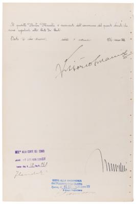 Lot #396 Benito Mussolini and Vittorio Emanuele III Document Signed - Image 1