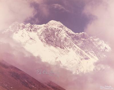 Lot #343 Edmund Hillary Signed Oversized Photograph of Mount Everest - Image 1