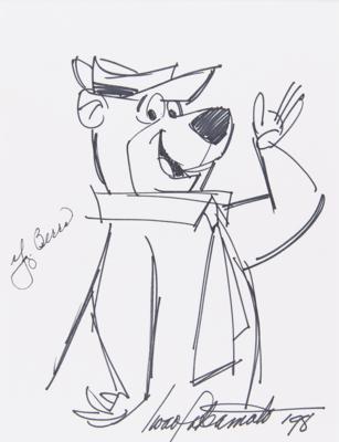 Lot #572 Iwao Takamoto Original Yogi Bear Sketch - Also Signed by Yogi Berra - Image 1