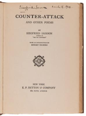 Lot #609 Siegfried Sassoon Signed Book - Counter-Attack and Other Poems - Image 4