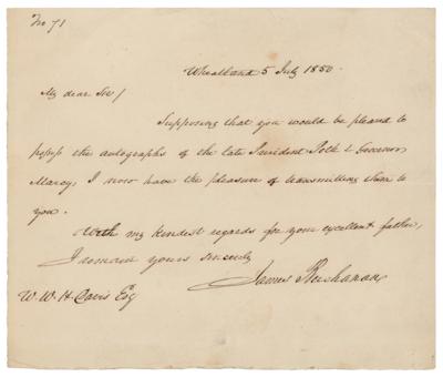 Lot #832 James Buchanan Autograph Letter Signed
