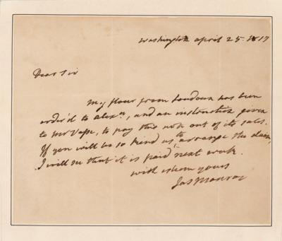 Lot #5 James Monroe Autograph Letter Signed as President - Image 1