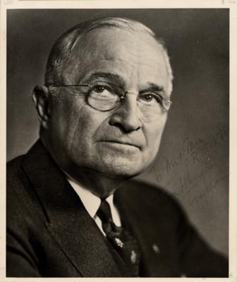 Lot #196 Harry S. Truman Signed Photograph