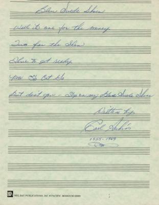 Lot #681 Carl Perkins Handwritten Lyrics for 'Blue