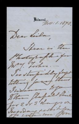 Lot #244 Queen Victoria Autograph Letter Signed - Mentioning Her Personal Attendant, John Brown - Image 1