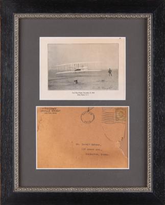 Lot #501 Orville Wright Signed Photograph of Man's First Flight - Includes Rare Original Mailing Envelope - Image 1