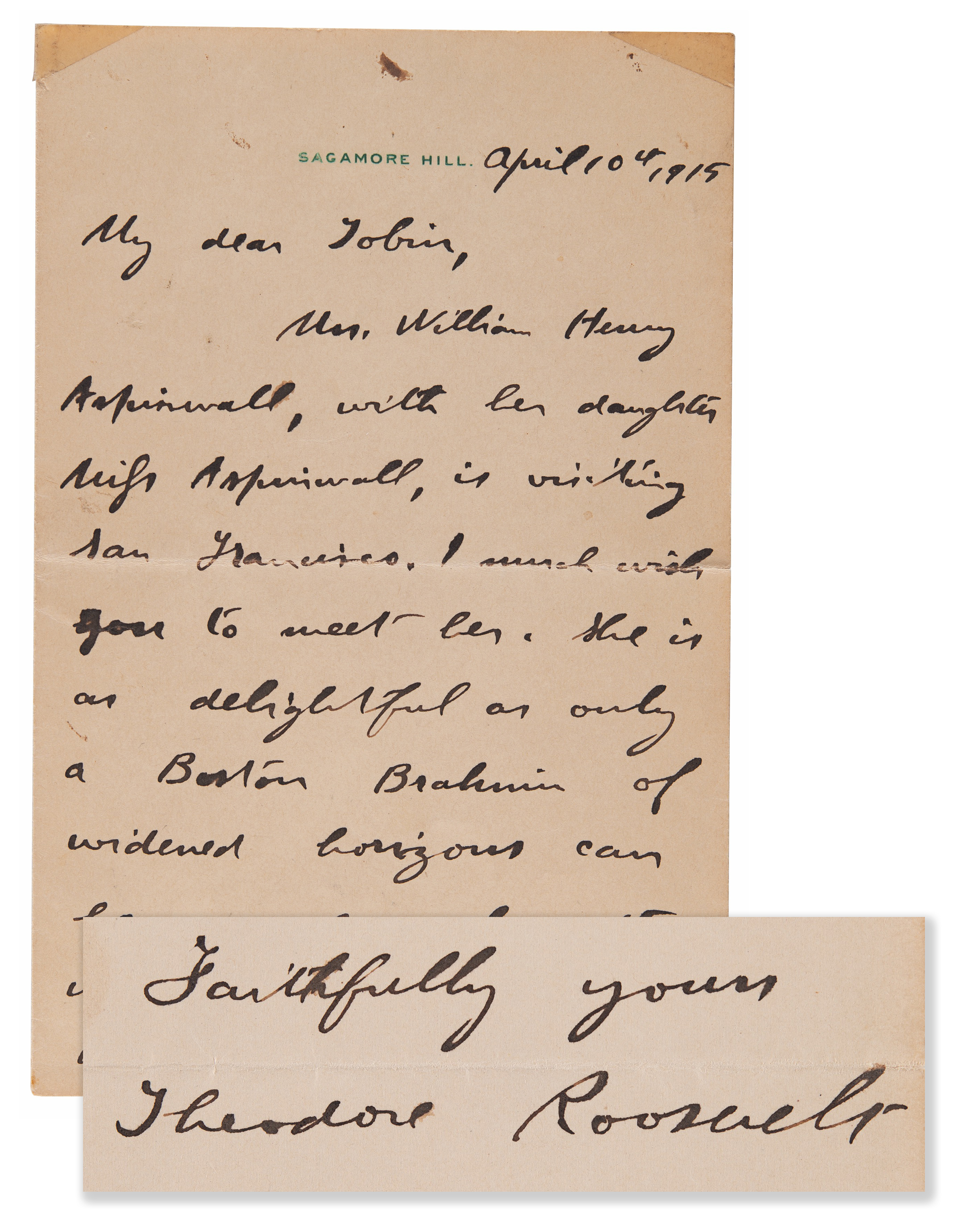 Lot #28 Theodore Roosevelt Autograph Letter Signed - Image 1