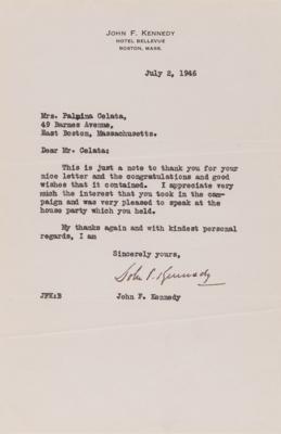 Lot #37 John F. Kennedy Typed Letter Signed, Three Months After Announcing His Congressional Campaign - Image 1