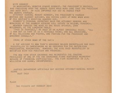 Lot #205 Kennedy Assassination: Uncut Associated Press Teletype Roll (16 Feet in Length) - Image 11