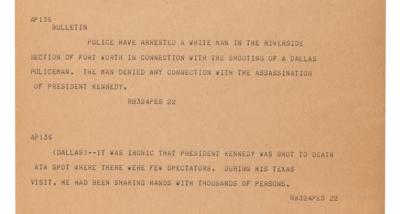 Lot #205 Kennedy Assassination: Uncut Associated Press Teletype Roll (16 Feet in Length) - Image 14