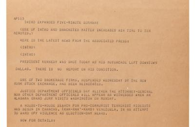 Lot #205 Kennedy Assassination: Uncut Associated Press Teletype Roll (16 Feet in Length) - Image 4