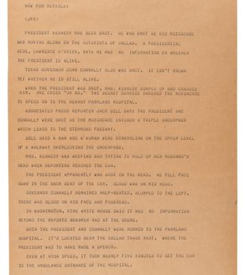 Lot #205 Kennedy Assassination: Uncut Associated Press Teletype Roll (16 Feet in Length) - Image 5