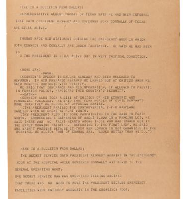 Lot #205 Kennedy Assassination: Uncut Associated Press Teletype Roll (16 Feet in Length) - Image 6