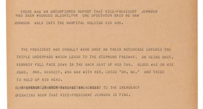 Lot #205 Kennedy Assassination: Uncut Associated Press Teletype Roll (16 Feet in Length) - Image 9