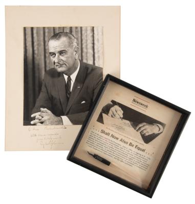 Lot #54 Lyndon B. Johnson Civil Rights Act Signing Pen - Presented to an Influential Illinois Congressman - Image 1