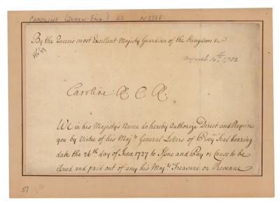 Lot #419 Queen Caroline of Ansbach Document Signed - Image 1