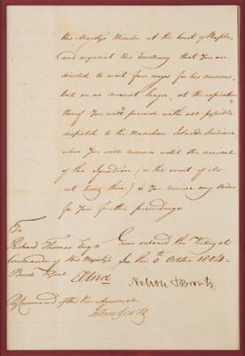 Lot #482 Horatio Nelson Letter Signed Onboard the HMS Victory, Sending Secret Dispatches to Naples: "Throw overboard into the sea in case of your being in danger of capture by an Enemy" - Image 2