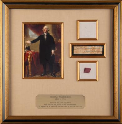 Lot #2 George Washington Signature, Cloak Swatch, and Lock of Hair - Image 2