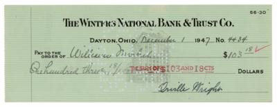 Lot #506 Orville Wright Signed Check
