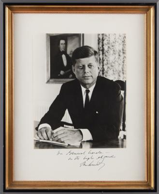 Lot #48 President John F. Kennedy Signed Photograph and Presidential Seal Flag Presented to the Commander of the Marine Corps Recruit Depot - Image 2