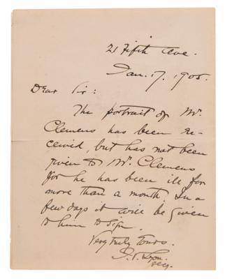 Lot #583 Samuel L. Clemens Signed Photograph as "Mark Twain" (1905) - Image 3