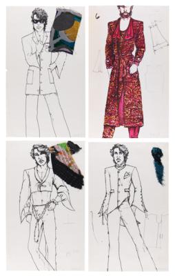 Lot #5321 Prince: The Revolution Band Members (4) Outfit Concepts with Swatches - Image 1