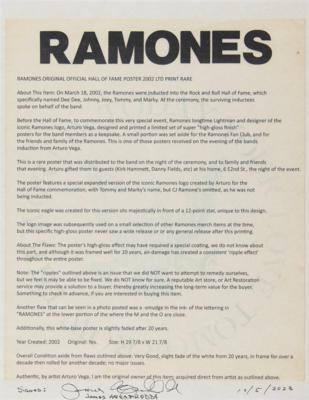 Lot #5206 Ramones 2002 Rock & Roll Hall of Fame Poster - Image 2
