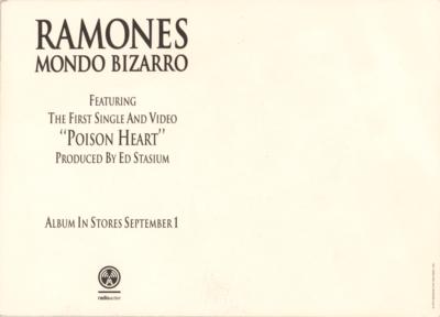 Lot #5220 Ramones 'Mondo Bizarro' Promotional Card - Image 2