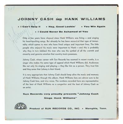 Lot #5136 Johnny Cash Signed 45 RPM Record – 'Johnny Cash Sings Hank Williams' (Sun Records) - Image 2