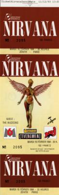 Lot #5324 Nirvana 1994 Paris 'In Utero' Concert Ticket - (February 15th - Canceled Show) - Image 1