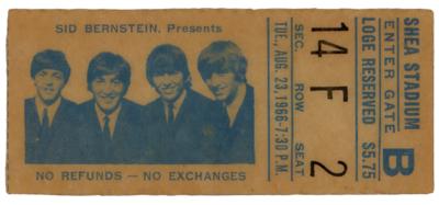 Lot #5049 Beatles 1966 Shea Stadium Ticket Stub